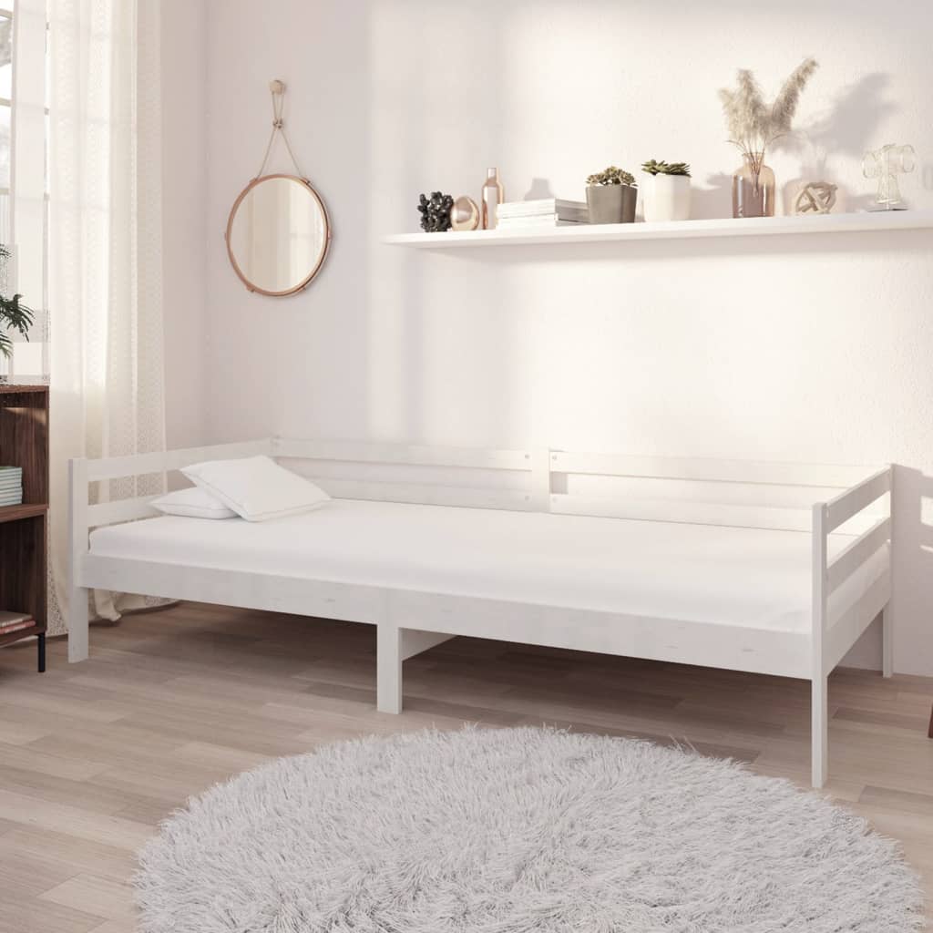 vidaXL Päivävuode valkoinen täysi mänty 90x200 cm