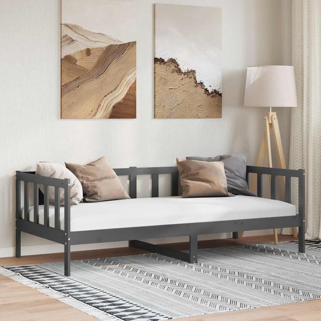 vidaXL Päivävuode harmaa täysi mänty 90x200 cm