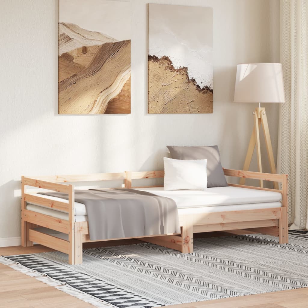 vidaXL Päivävuode ulosvedettävä täysi mänty 2x (90x200) cm