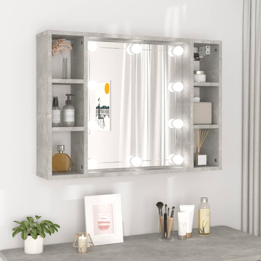 vidaXL Peilikaappi LED-valoilla betoninharmaa 76x15x55 cm