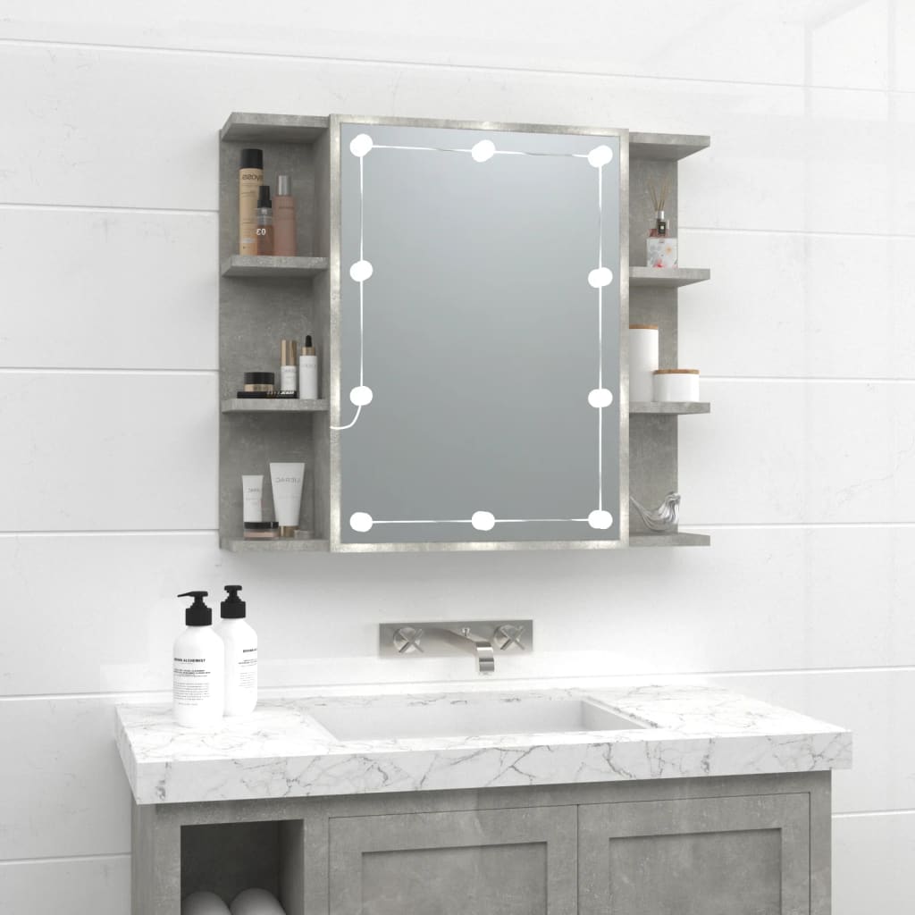 vidaXL Peilikaappi LED-valoilla betoninharmaa 70x16,5x60 cm
