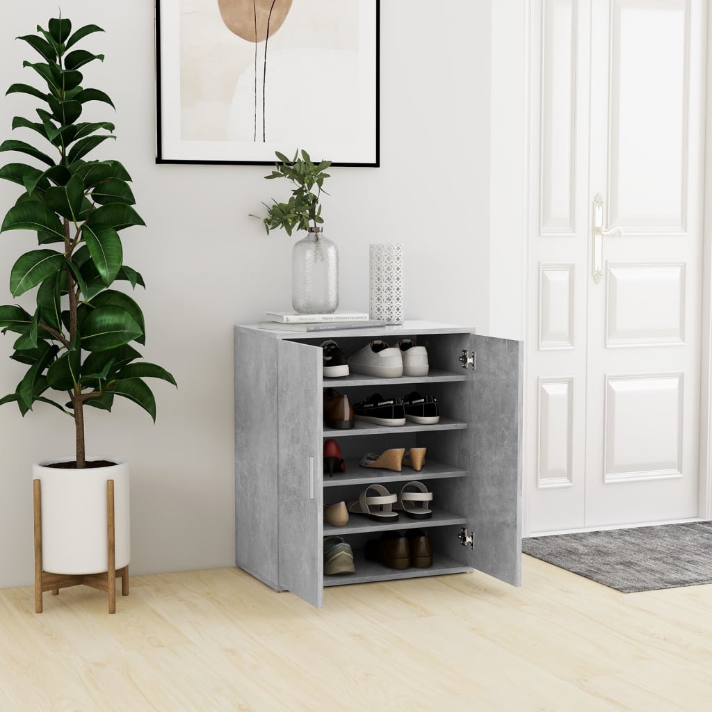 vidaXL Kenkäkaappi betoninharmaa 60x35x70 cm tekninen puu