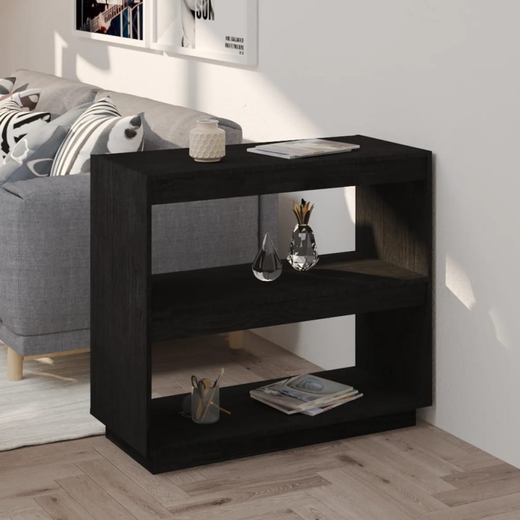 vidaXL Kirjahylly musta 80x35x71 cm täysi mänty