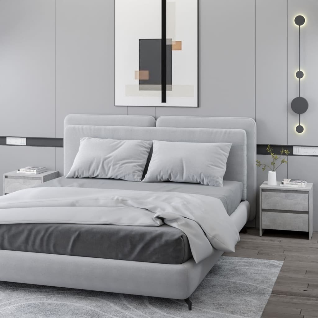 vidaXL Yöpöydät 2 kpl betoninharmaa 45x34,5x44,5 cm tekninen puu