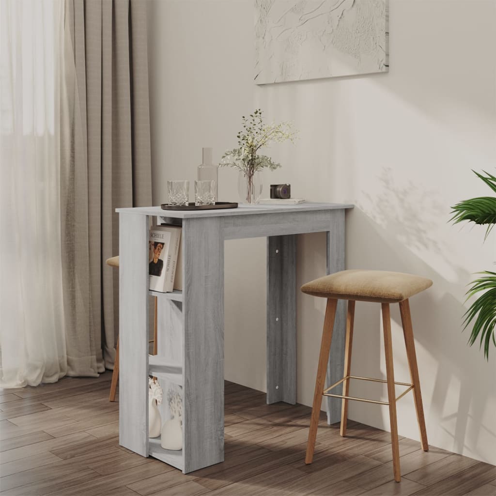 vidaXL Baaripöytä hyllyllä harmaa Sonoma 102x50x103,5 cm tekninen puu