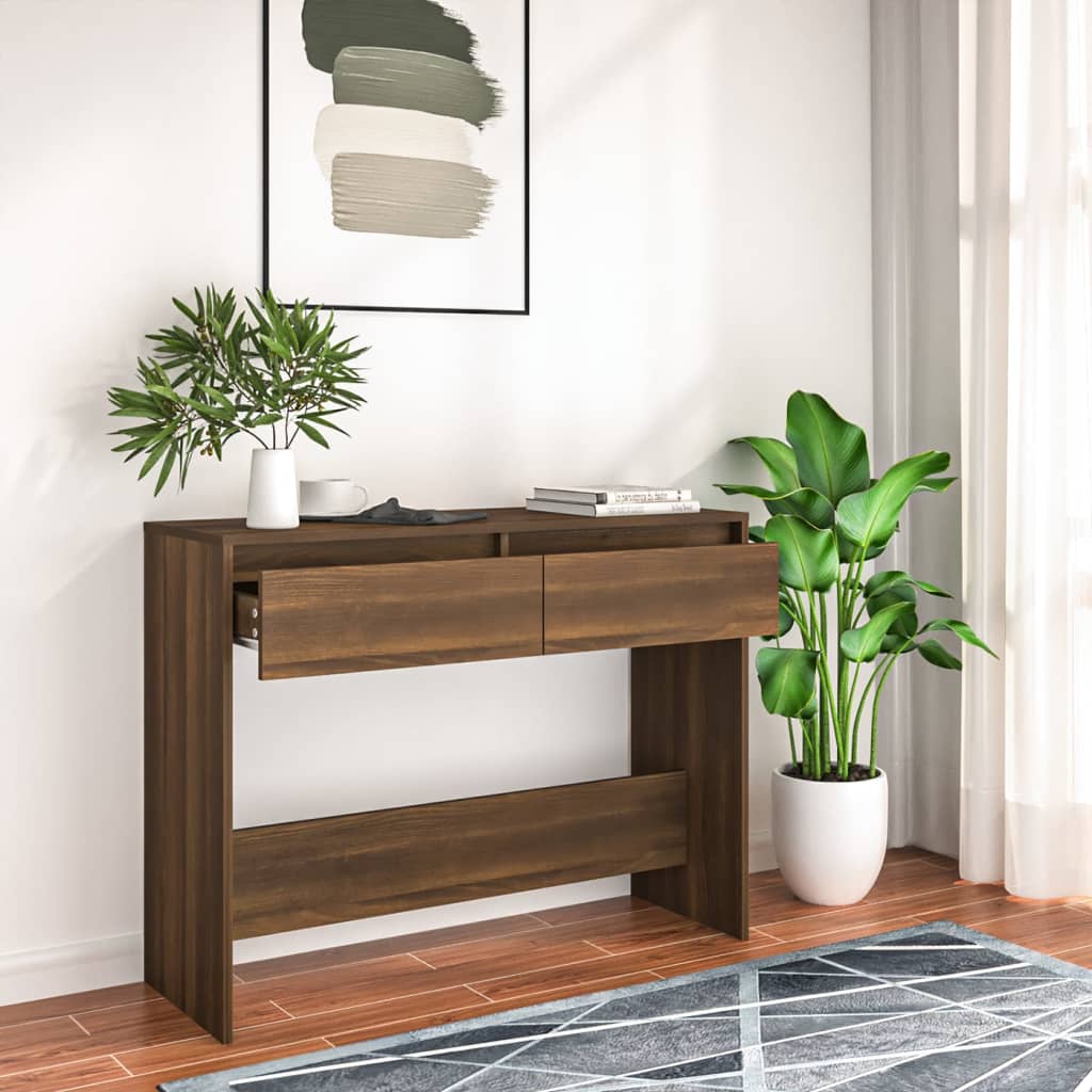 vidaXL Konsolipöytä ruskea tammi 100x35x76,5 cm tekninen puu