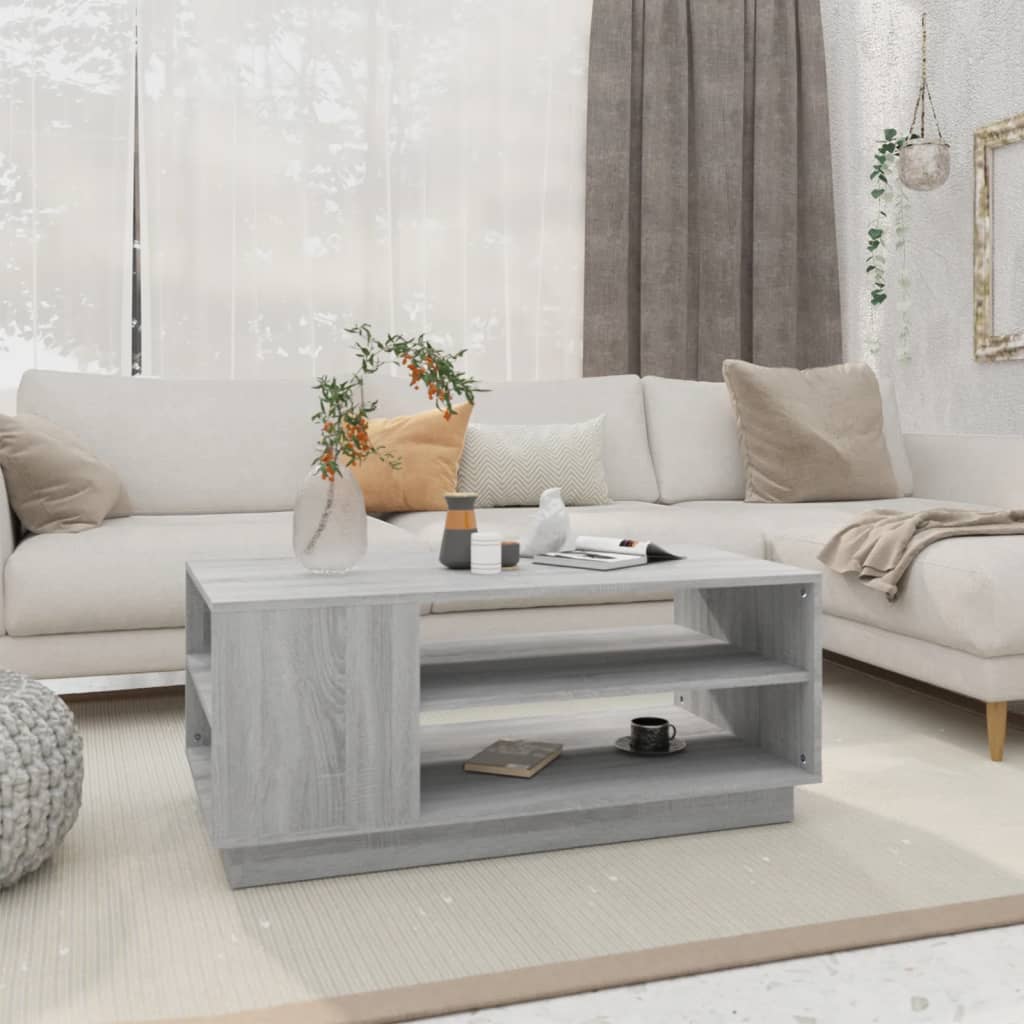 vidaXL Sohvapöytä harmaa Sonoma 102x55x43 cm lastulevy