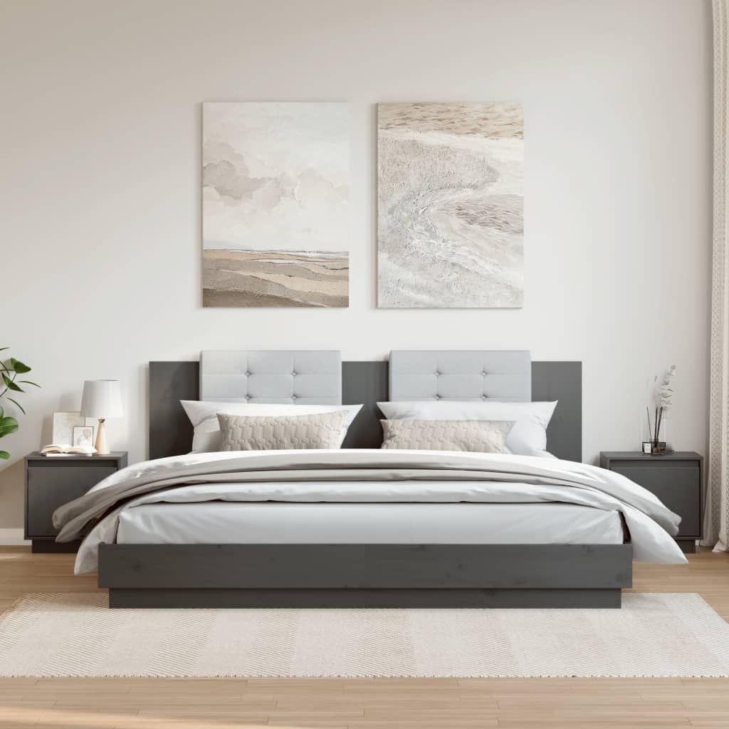 vidaXL Yöpöydät 2 kpl harmaa 40x30x40 cm täysi mänty