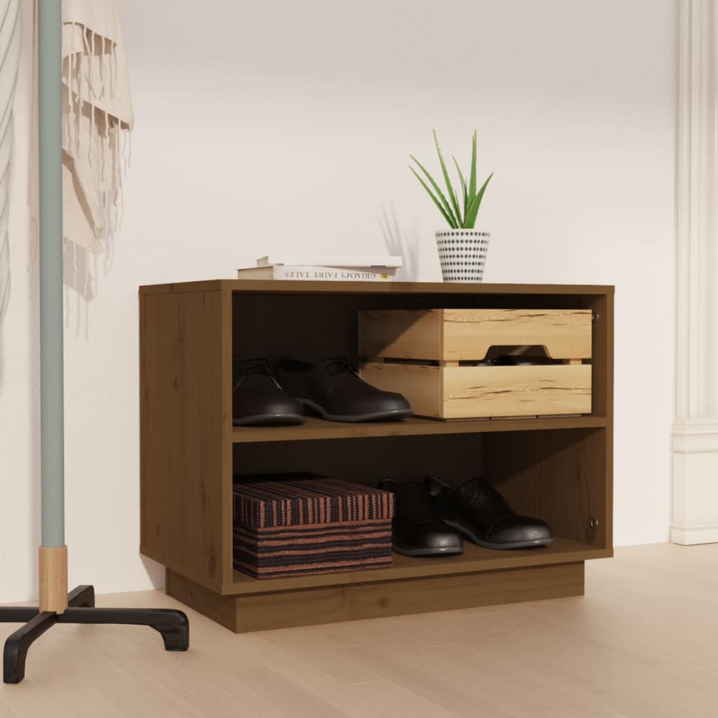 vidaXL Kenkäkaappi hunajanruskea 60x34x45 cm täysi mänty