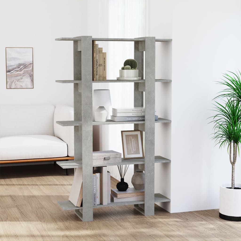 vidaXL Kirjahylly/tilanjakaja betoninharmaa 100x30x160 cm