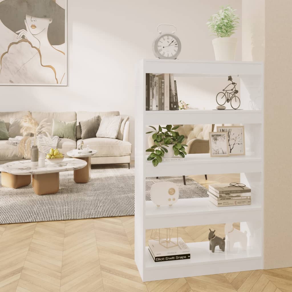 vidaXL Kirjahylly/tilanjakaja korkeak. valk. 80x30x135 cm tekninen puu