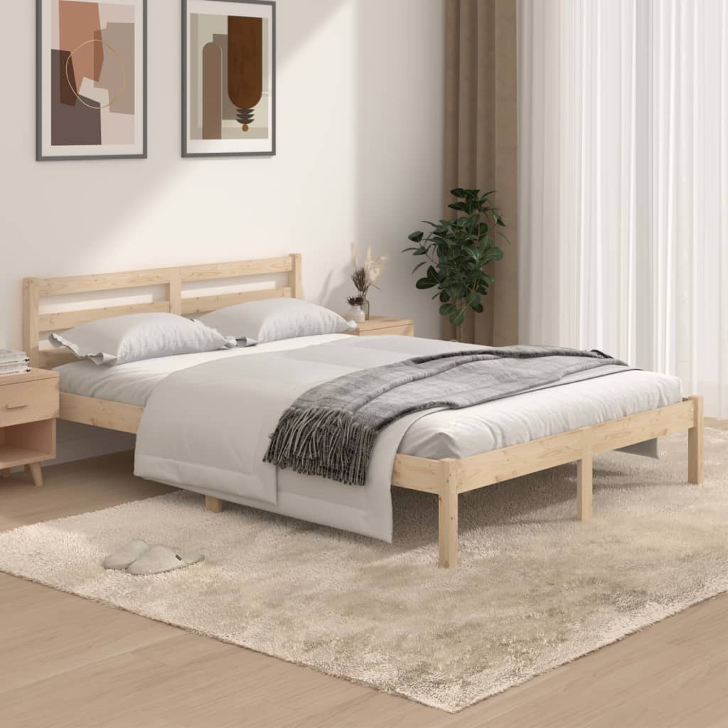 vidaXL Sängynrunko täysi mänty 135x190 cm Double