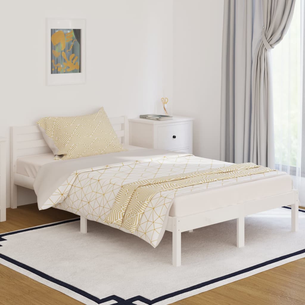vidaXL Sängynrunko täysi mänty 120x200 cm valkoinen
