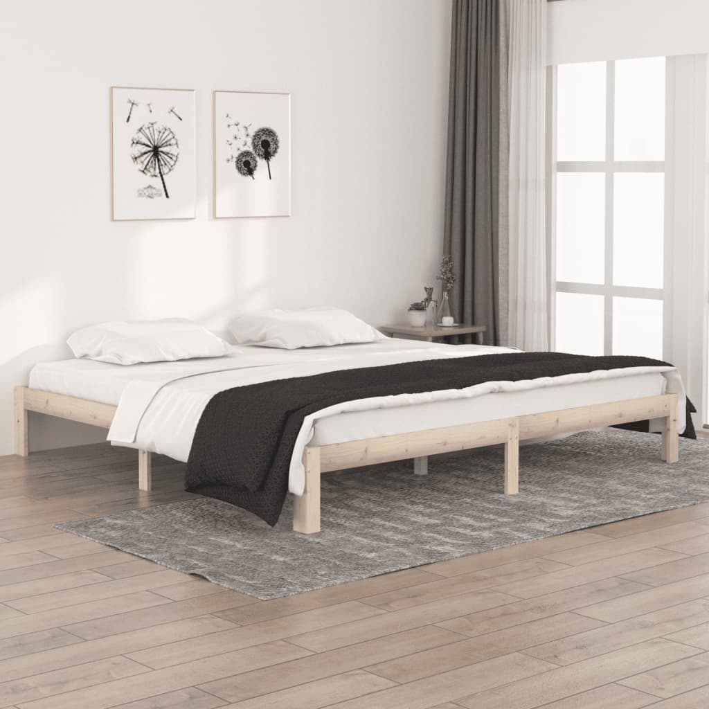 vidaXL Sängynrunko täysi mänty 200 x 200 cm