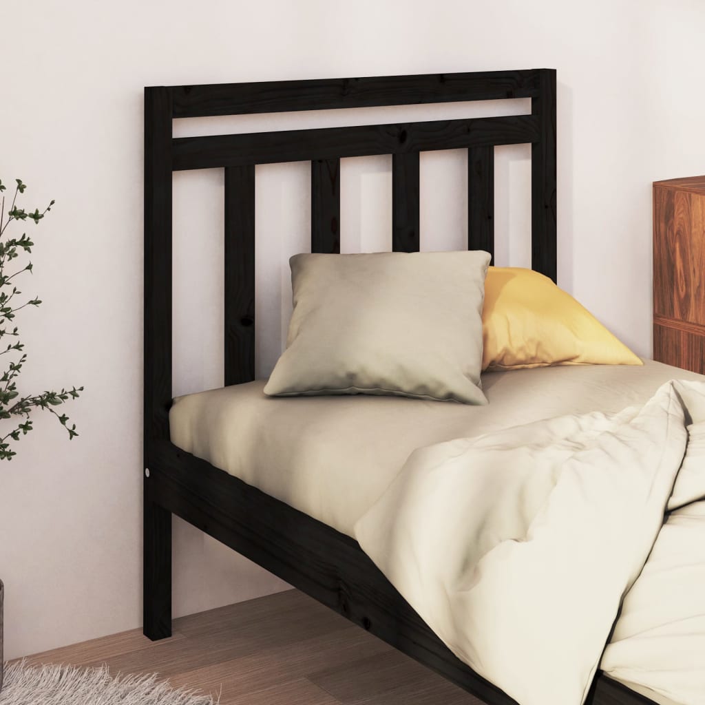 vidaXL Sängynpääty musta 81x4x100 cm täysi mänty