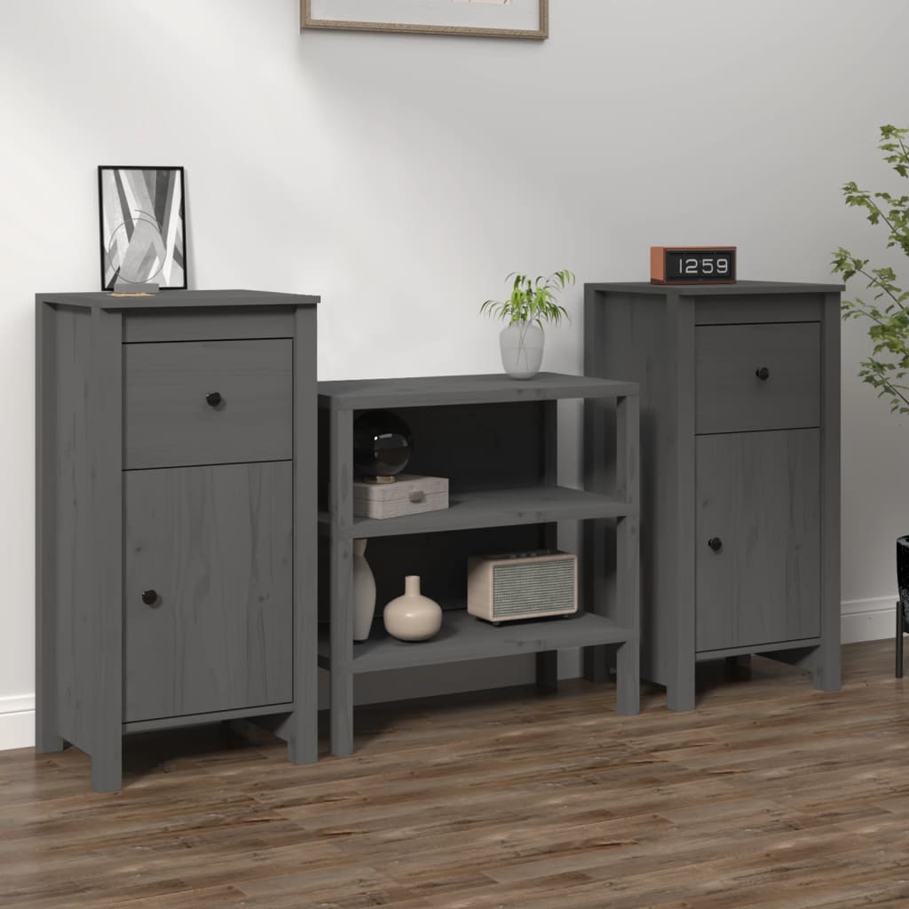 vidaXL Senkit 2 kpl harmaa 40x35x80 cm täysi mänty