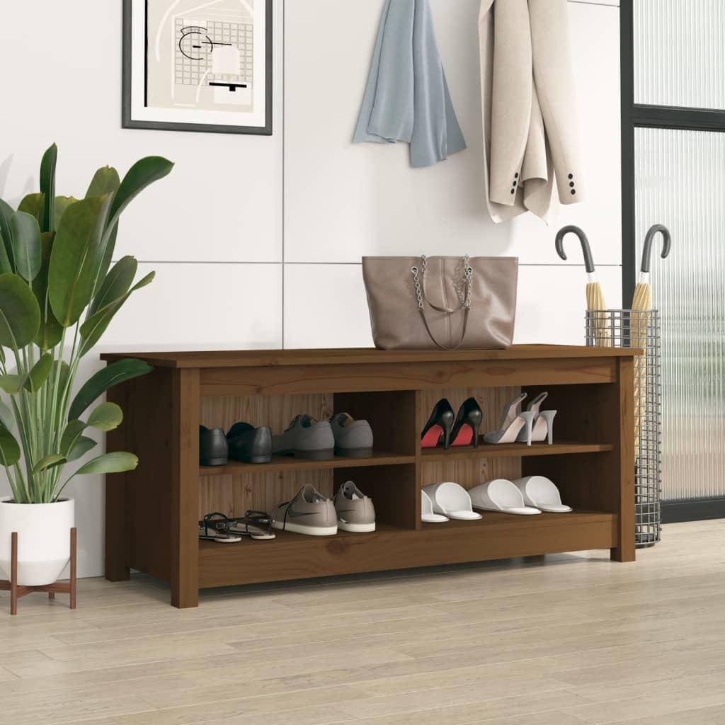 vidaXL Kenkäkaappi hunajanruskea 110x38x45,5 cm täysi mänty
