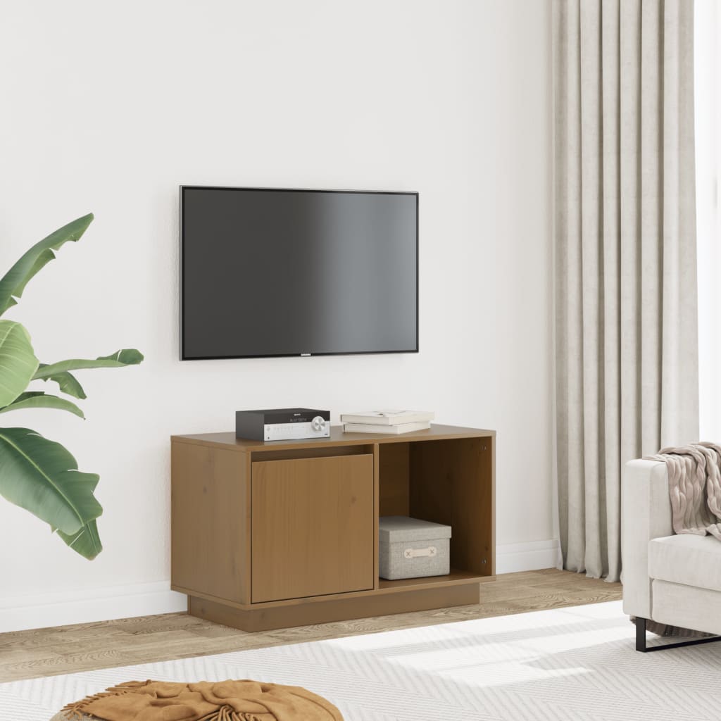 vidaXL TV-taso hunajanruskea 74x35x44 cm täysi mänty