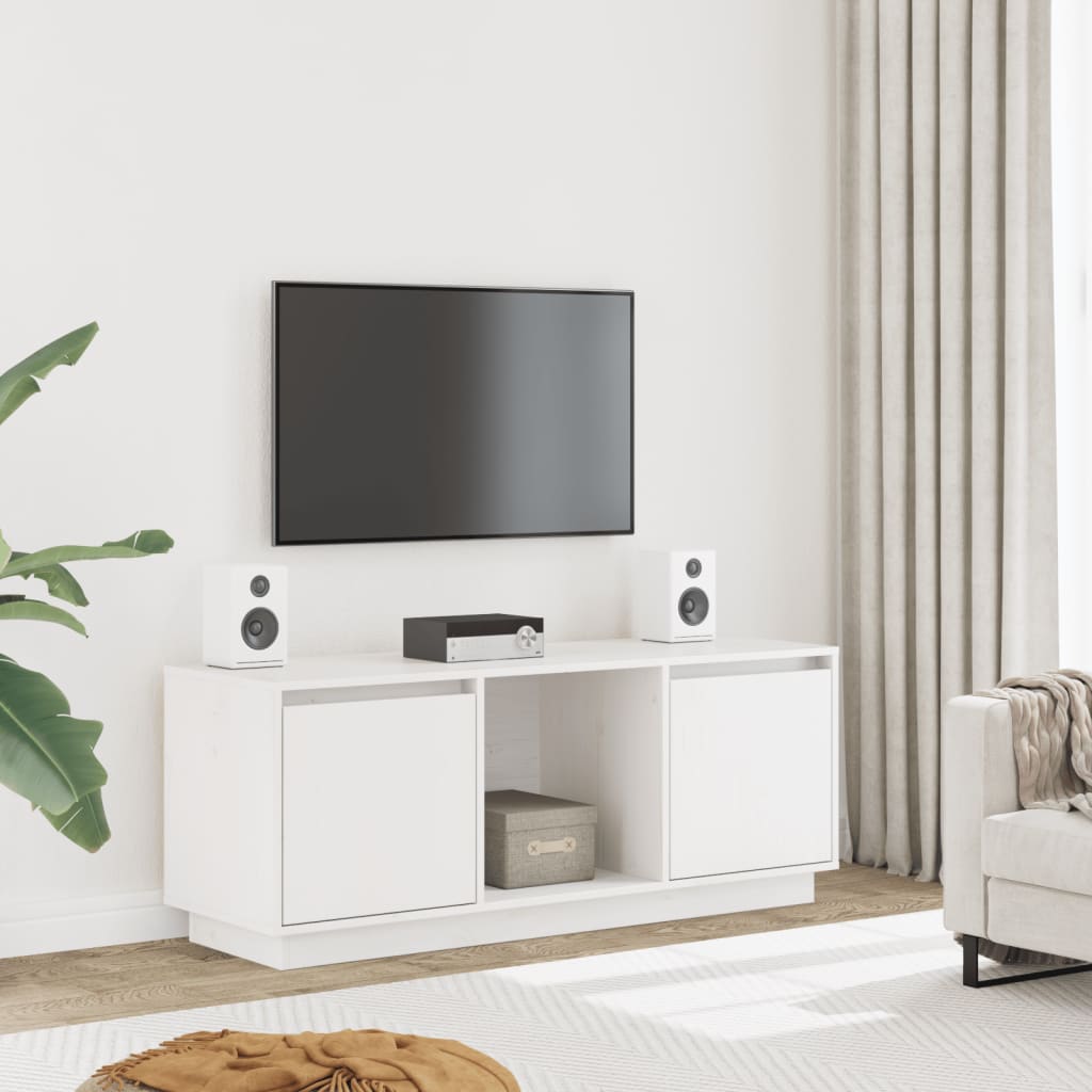 vidaXL TV-taso valkoinen 110,5x35x44 cm täysi mänty