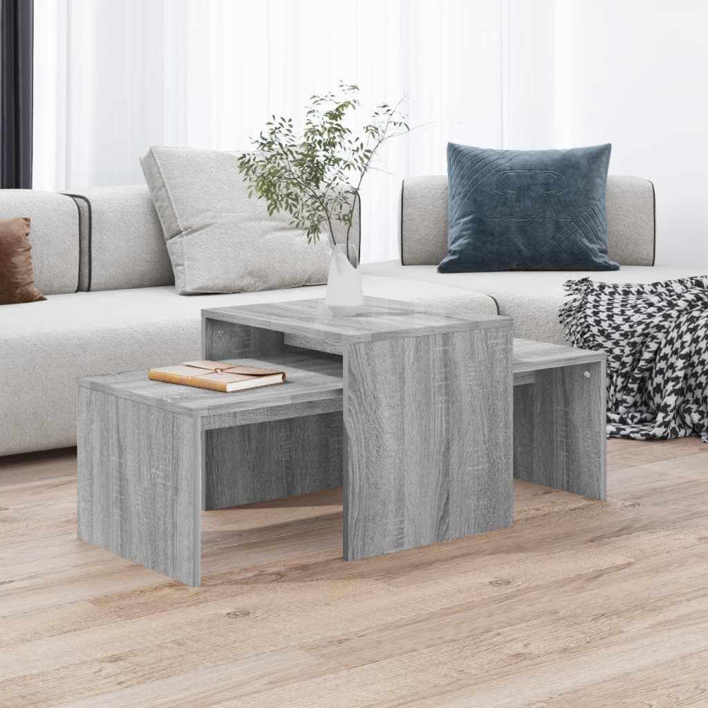 vidaXL Sohvapöytäsarja harmaa Sonoma 100x48x40 cm tekninen puu