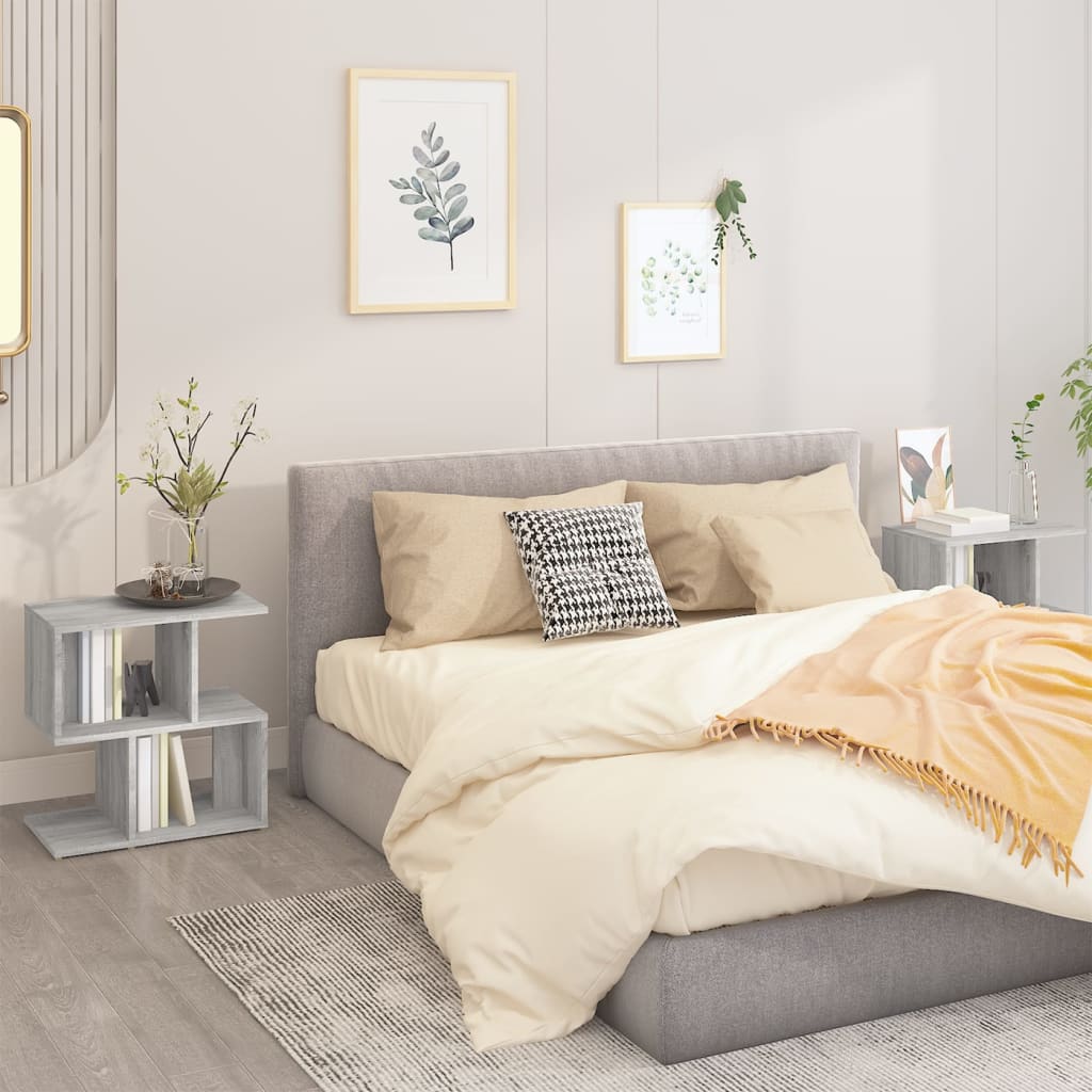 vidaXL Yöpöydät 2 kpl harmaa Sonoma 50x30x51,5 cm tekninen puu
