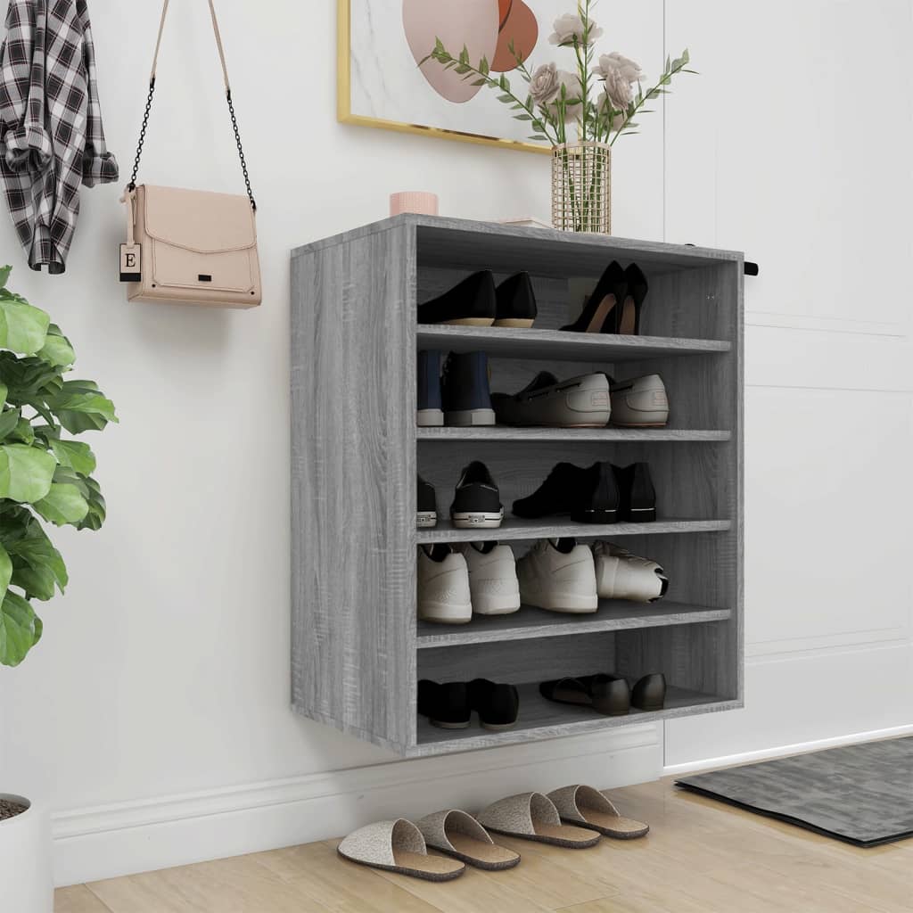 vidaXL Kenkäteline harmaa Sonoma 60x35x70 cm tekninen puu