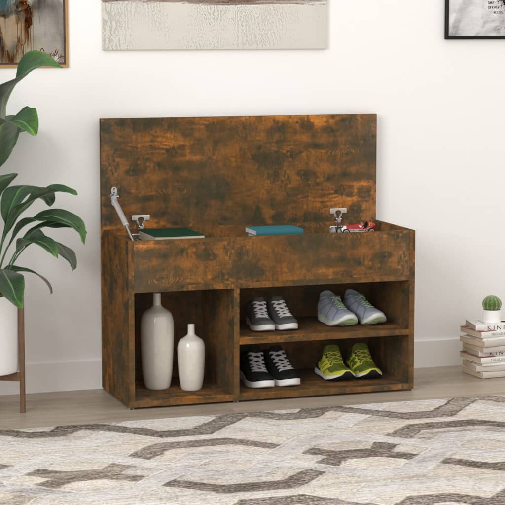 vidaXL Kenkäpenkki savutammi 80x30x45 cm tekninen puu