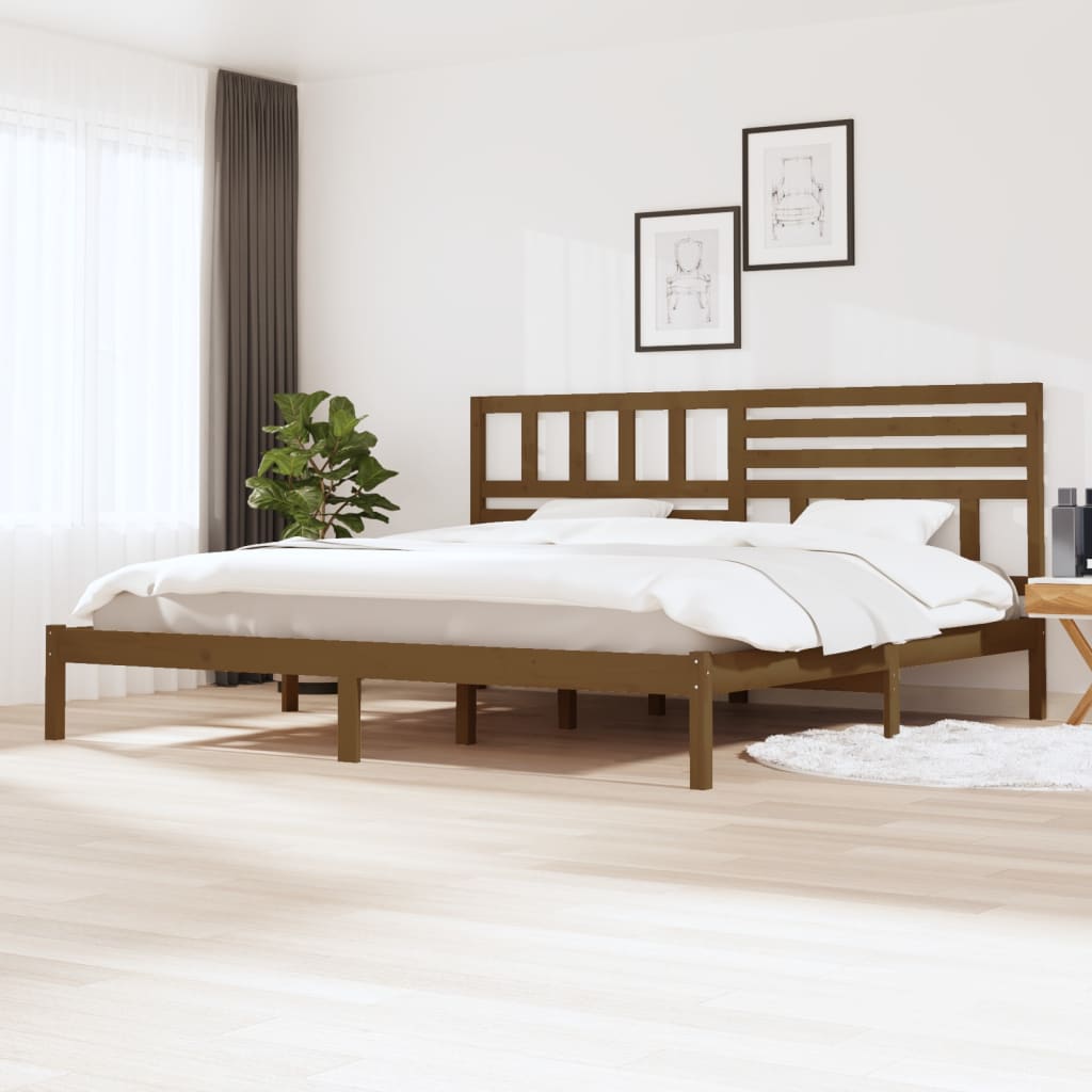 vidaXL Sängynrunko hunajanruskea täysi mänty 200x200 cm