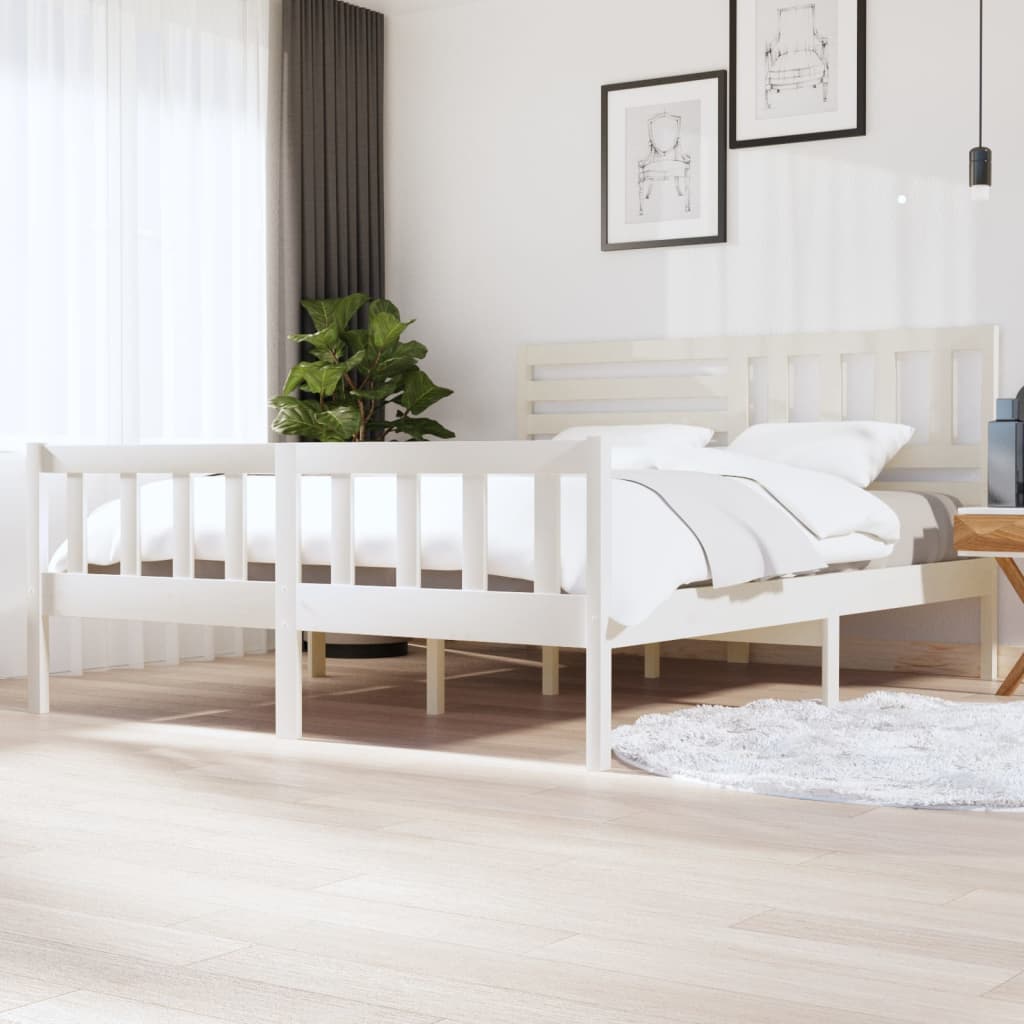 vidaXL Sängynrunko valkoinen 180x200 cm Super King täysi puu