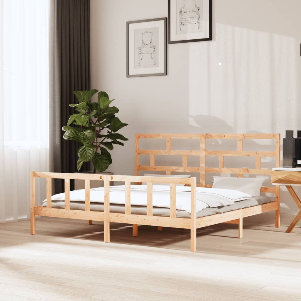 vidaXL Sängynrunko täysi mänty 180x200 cm Super King