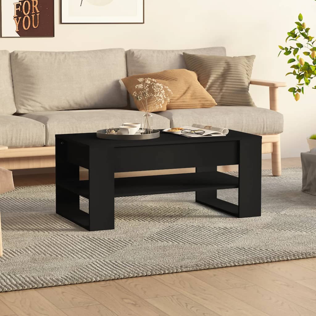 vidaXL Sohvapöytä musta 102x55x45 cm tekninen puu