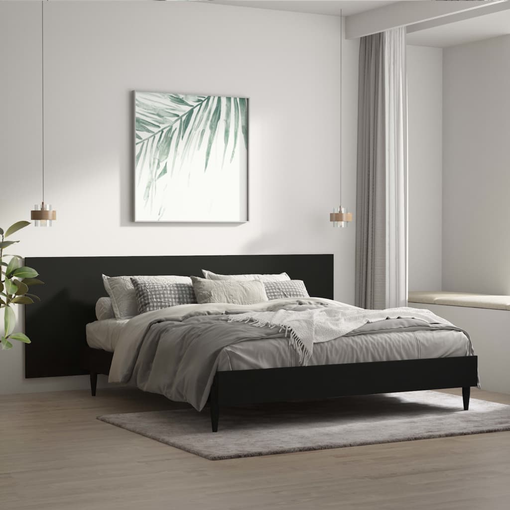 vidaXL Seinäkiinnitettävä sängynpääty musta 240x1,5x80 cm tekninen puu