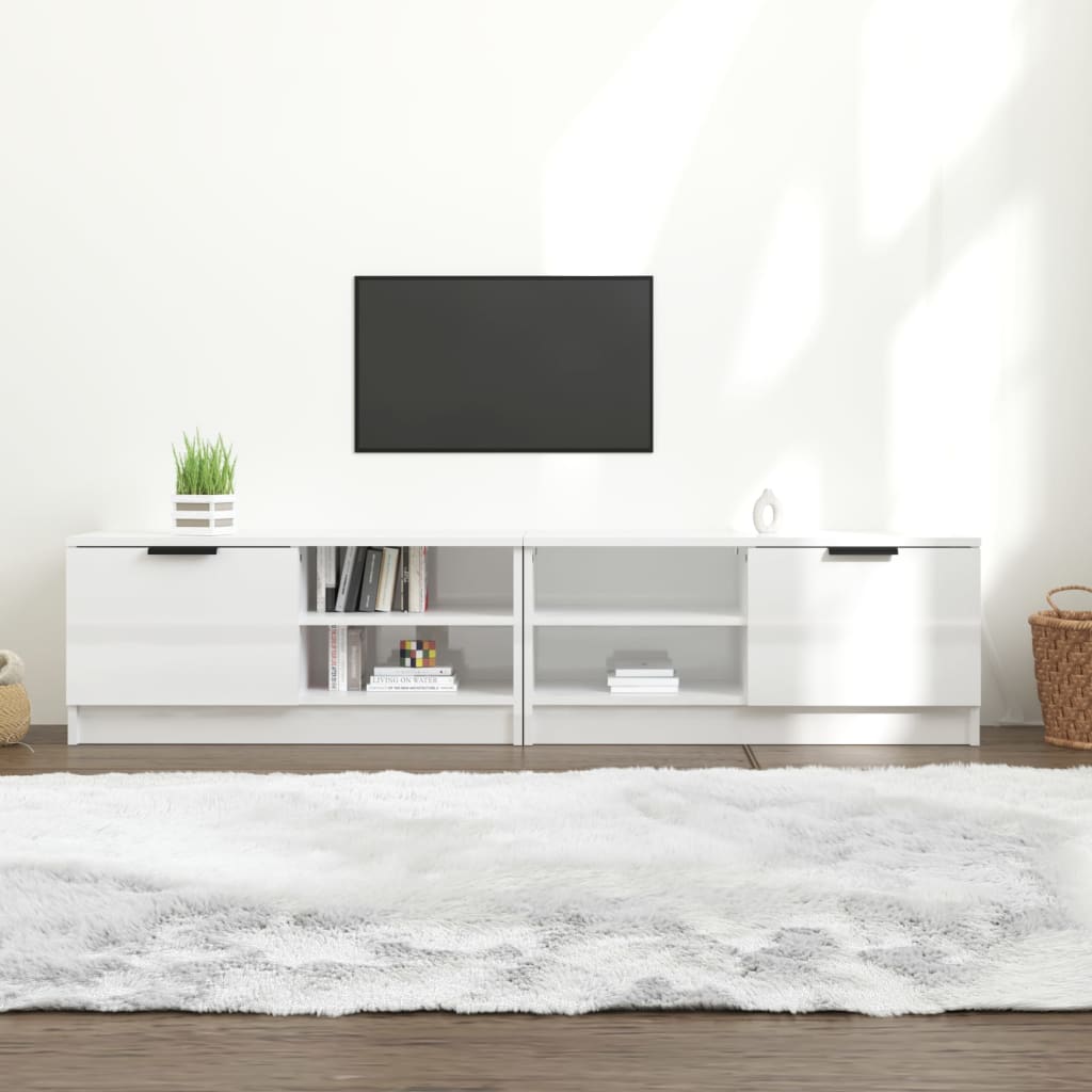 vidaXL TV-tasot 2 kpl korkeakiilto valk. 80x35x36,5 cm tekninen puu