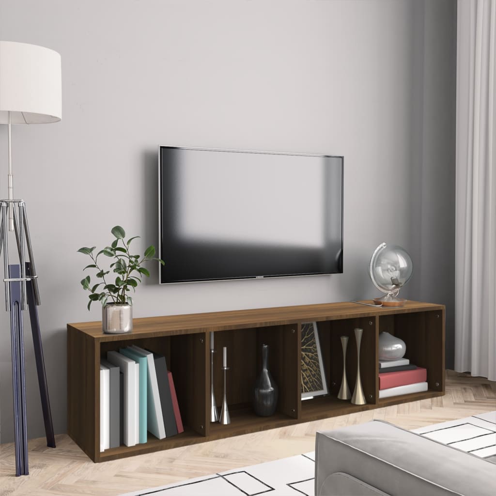 vidaXL Kirjahylly / TV-taso ruskea tammi 143x30x36 cm tekninen puu