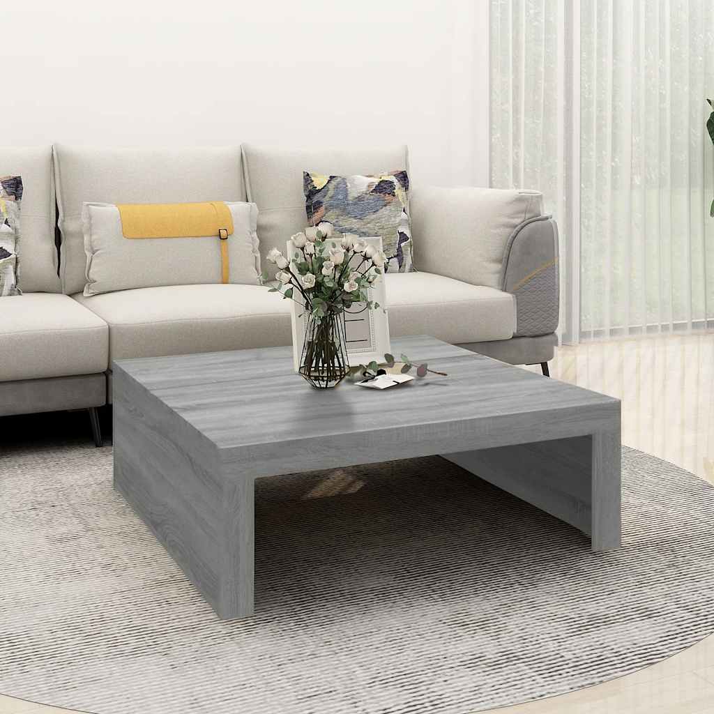 vidaXL Sohvapöytä harmaa Sonoma 100x100x35 cm tekninen puu