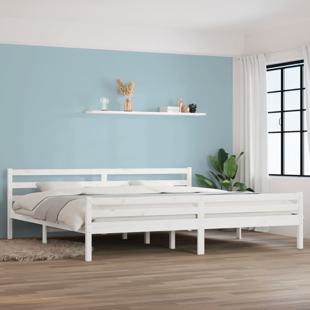 vidaXL Sängynrunko valkoinen täysi mänty 180x200 cm Super King