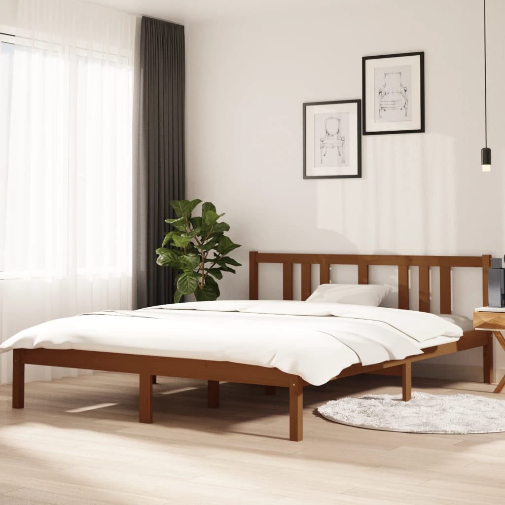 vidaXL Sängynrunko hunajanruskea täysi mänty 150x200 cm King Size