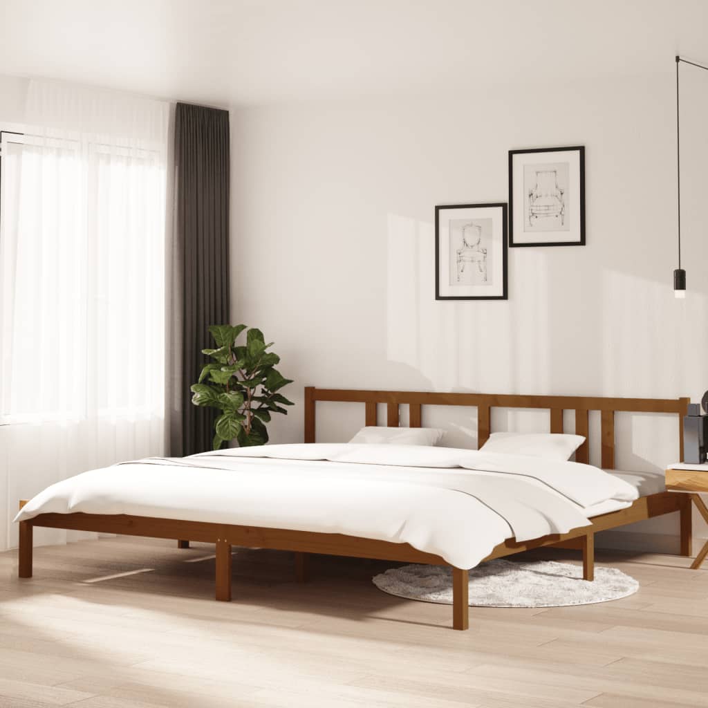 vidaXL Sängynrunko hunajanruskea täysi puu 200x200 cm