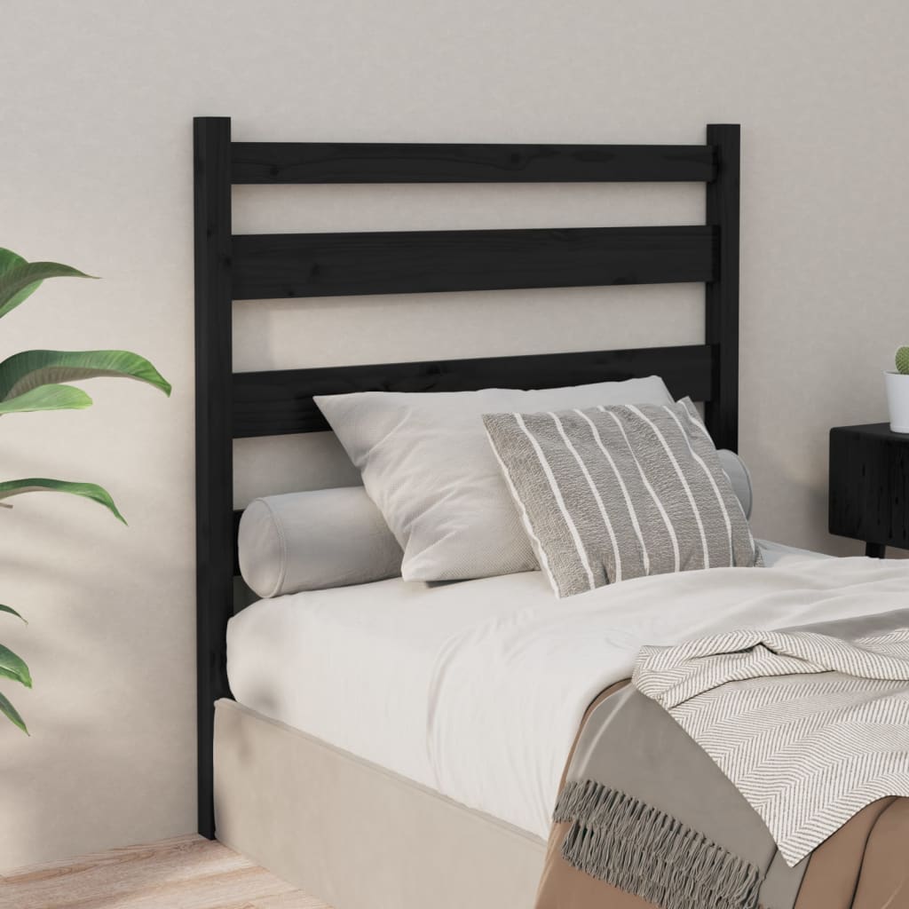 vidaXL Sängynpääty musta 81x4x100 cm täysi mänty