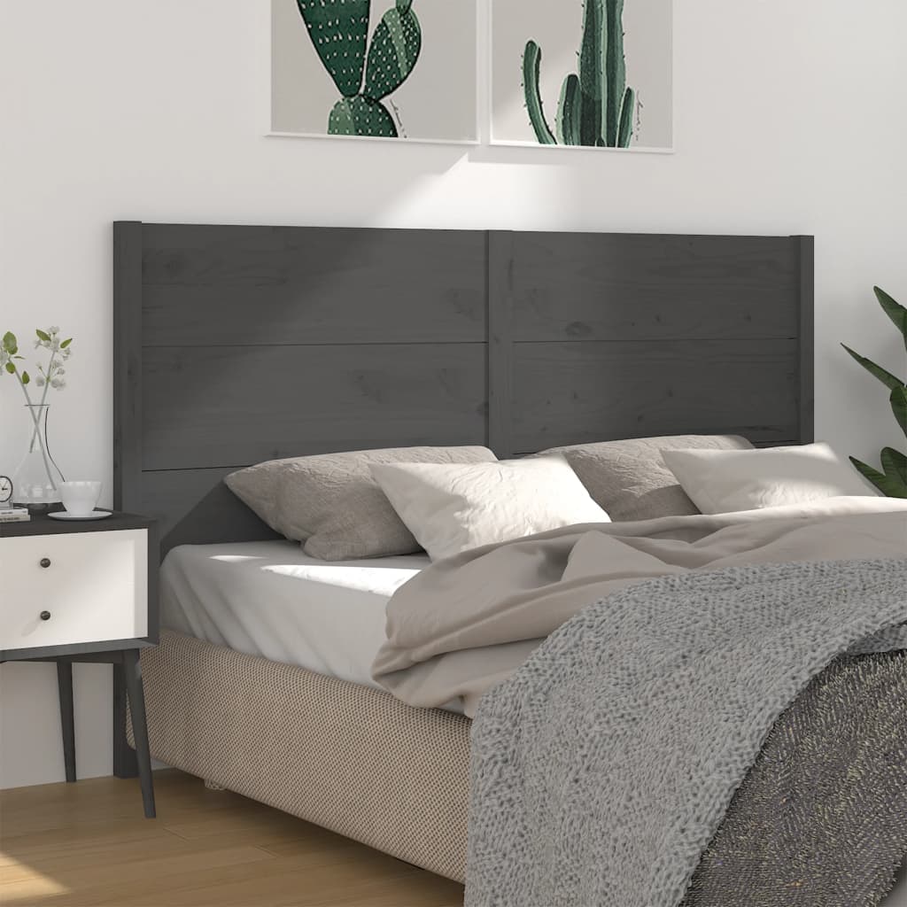 vidaXL Sängynpääty harmaa 126x4x100 cm täysi mänty