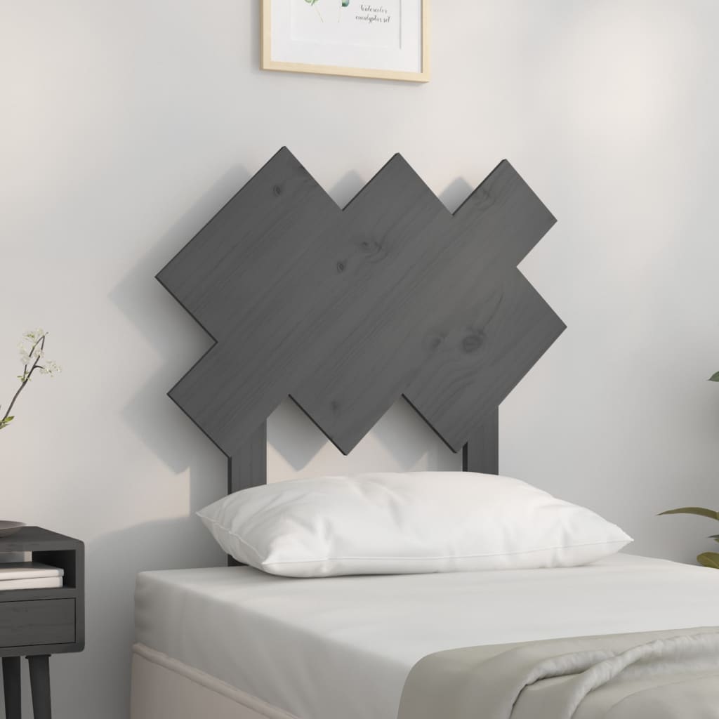 vidaXL Sängynpääty harmaa 72,5x3x81 cm täysi mänty