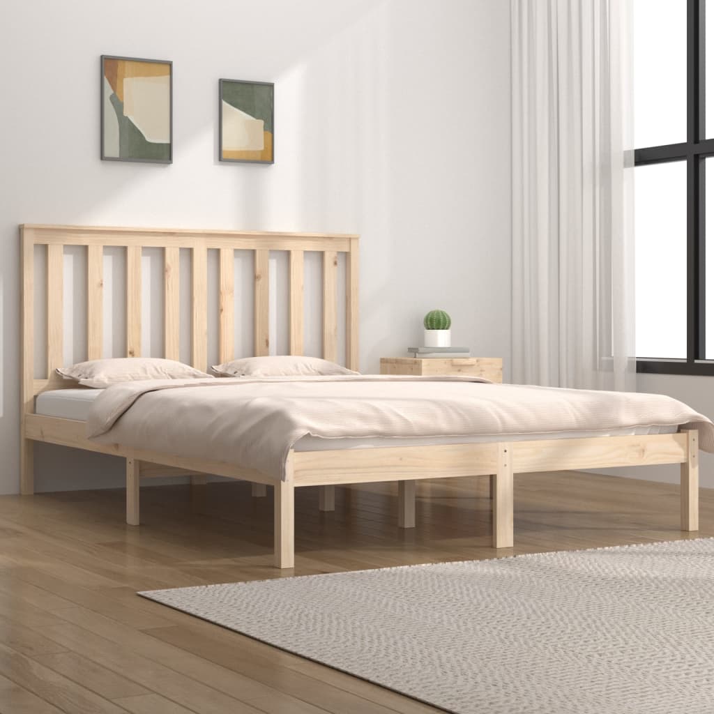 vidaXL Sängynrunko täysi mänty 135x190 cm Double