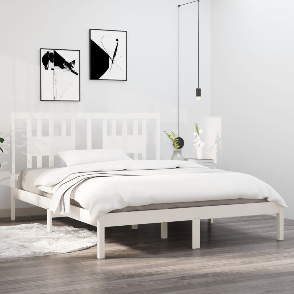 vidaXL Sängynrunko valkoinen täysi mänty 140x200 cm