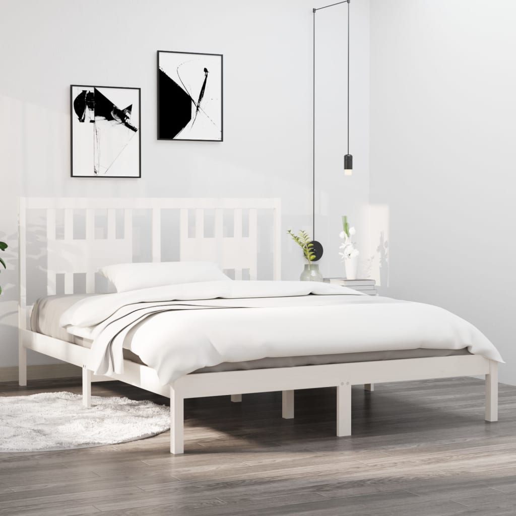 vidaXL Sängynrunko valkoinen täysi mänty 160x200 cm