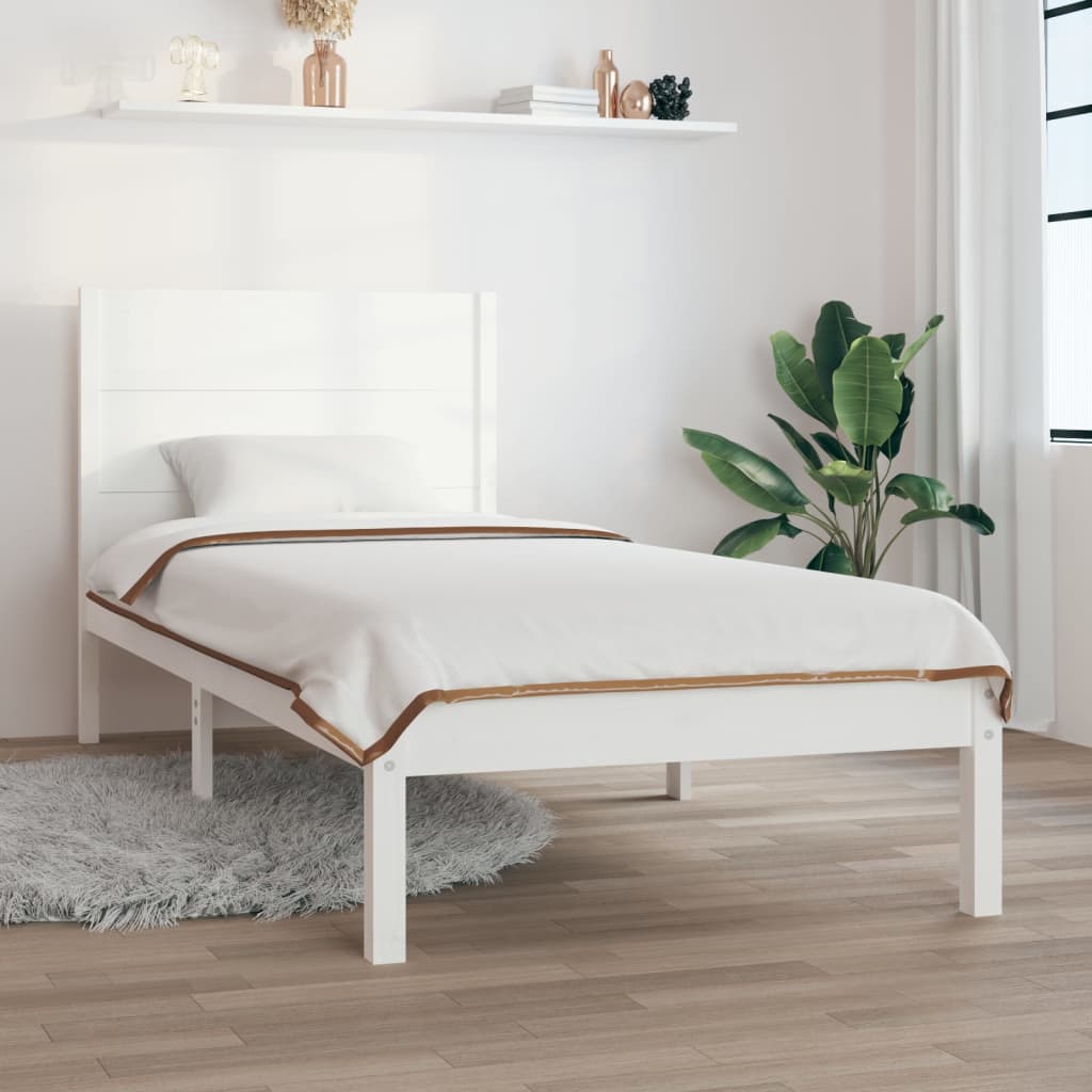 vidaXL Sängynrunko ilman patjaa valkoinen 100x200 cm täysi mänty