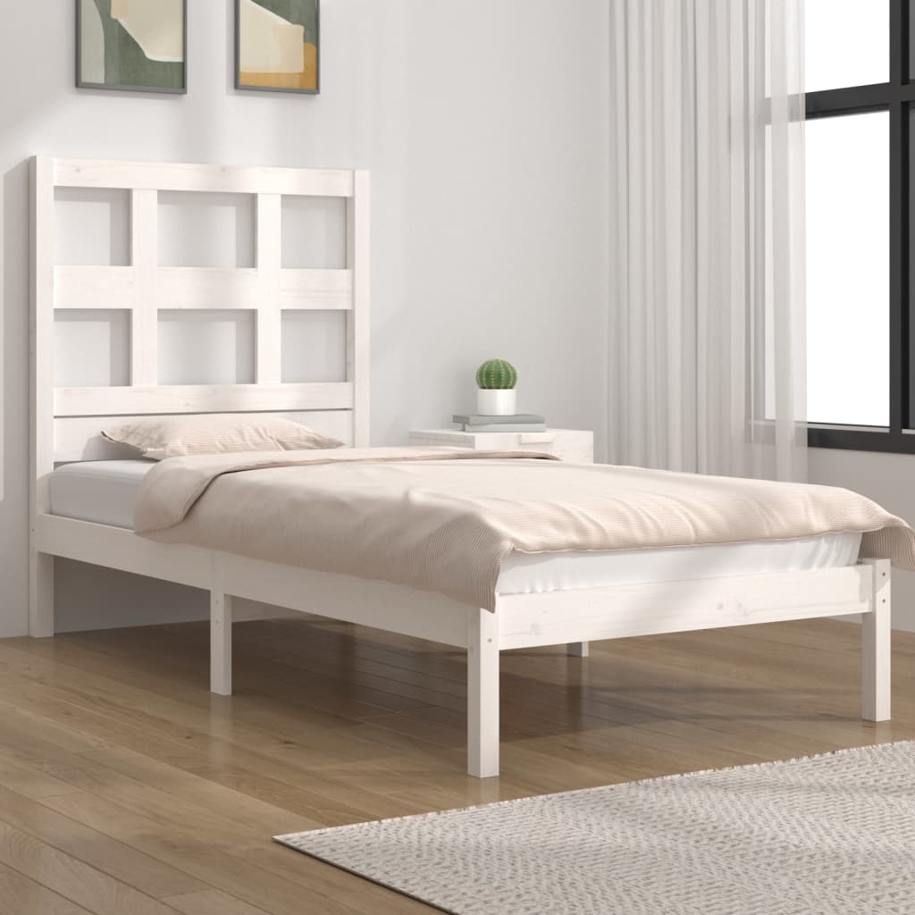 vidaXL Sängynrunko ilman patjaa päädyllä 75x190 cm täysi mänty