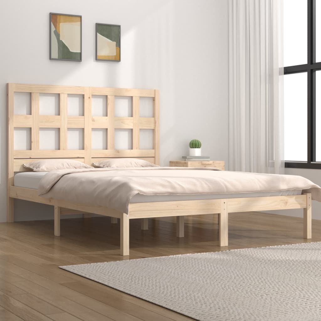 vidaXL Sängynrunko ilman patjaa 135x190 cm täysi mänty