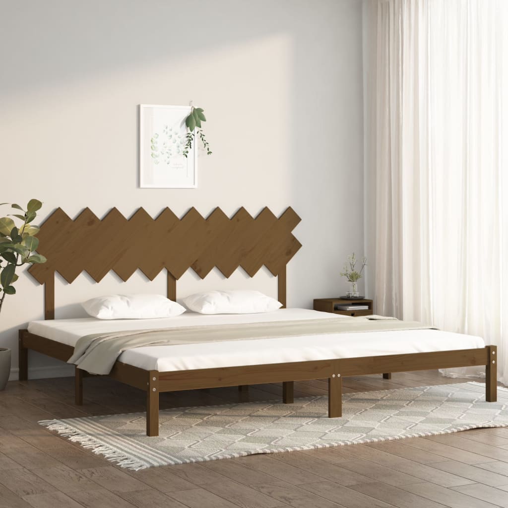 vidaXL Sängynrunko hunajanruskea täysi mänty 200x200 cm