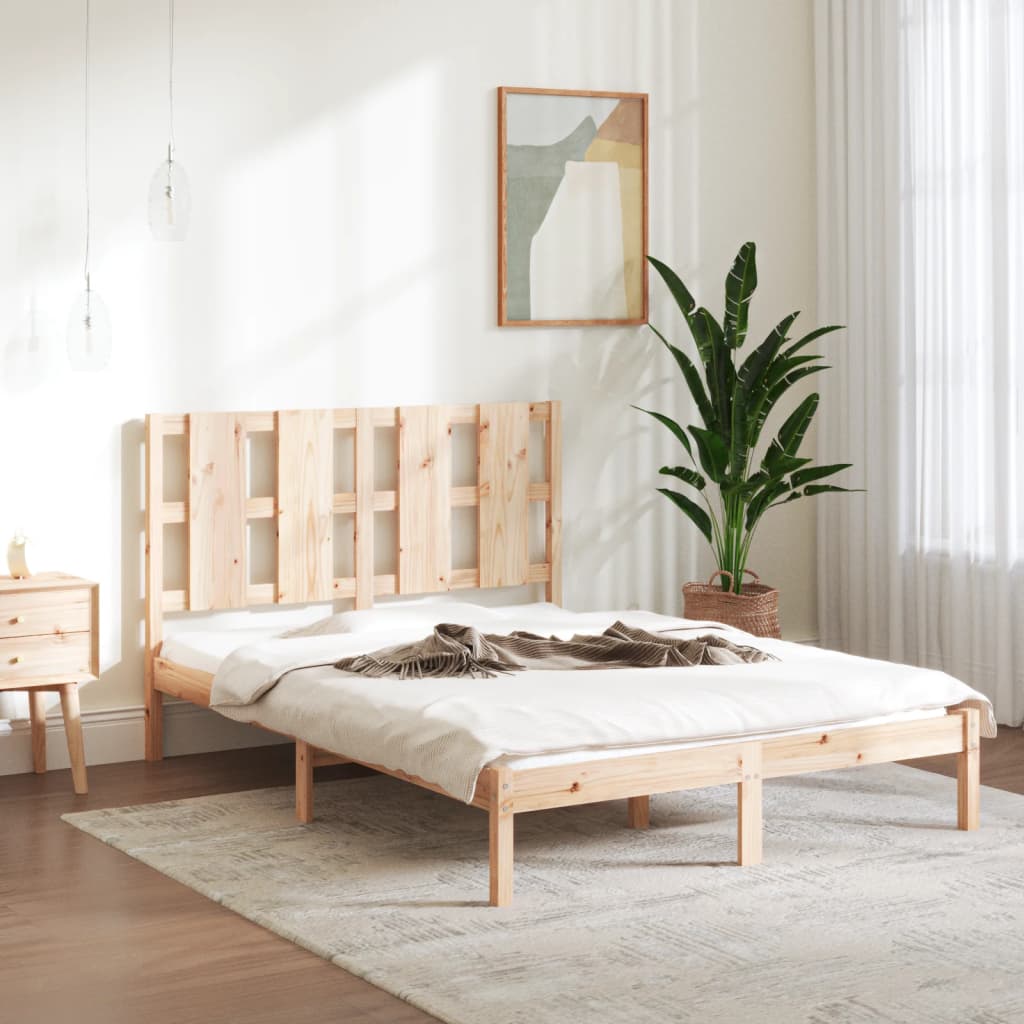 vidaXL Sängynrunko täysi mänty 135x190 cm Double
