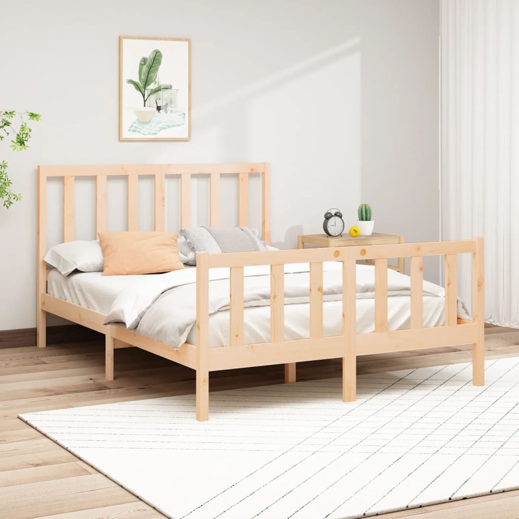 vidaXL Sängynrunko ilman patjaa 140x190 cm täysi mänty